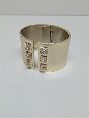 Victoria's Secret Gold-Tone Wide Cuff Bracelet with Crystal Squares